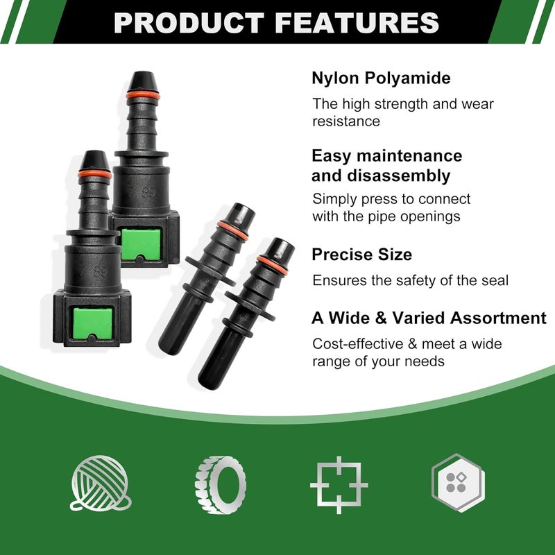 Japtend Fuel Line Quick Connect Set, 2 Sets Fuel Line Hose Release Connect Fittings Include Straight Pipe Connector SAE 7.89mm to ID 6mm - Image 3